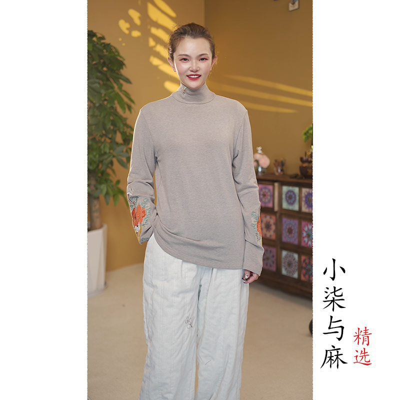 【小柒推荐】四喜布依蝴蝶刺绣轻肤打底衫*衣长60胸围弹力*5314-B