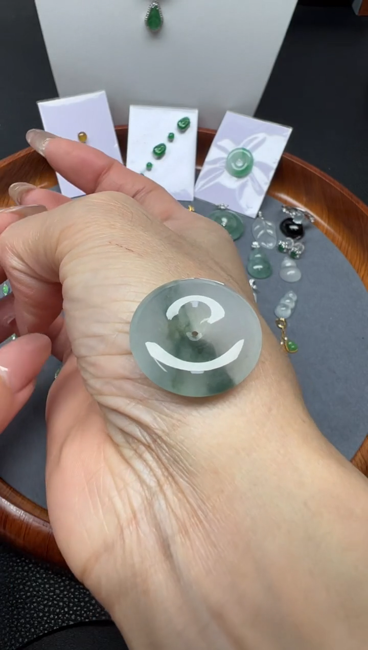 颈饰未镶嵌翡翠（25号链接）纯天然A货缅甸翡翠平安扣（裸石）