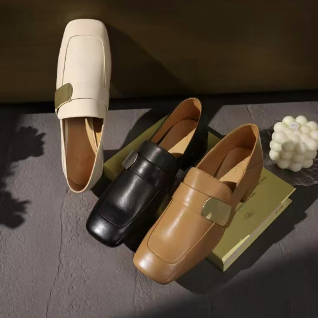 LIAJIGIRL/阿吉女·原创设计英伦风方头乐福#19C05W-17真皮皮鞋