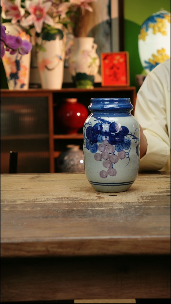 瓷片 景德镇纯手工釉下彩精品花瓶