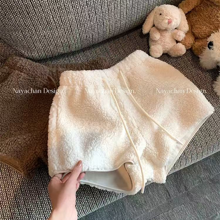 251214暖冬小羊羔 加绒毛绒绒仿羊羔毛短裤