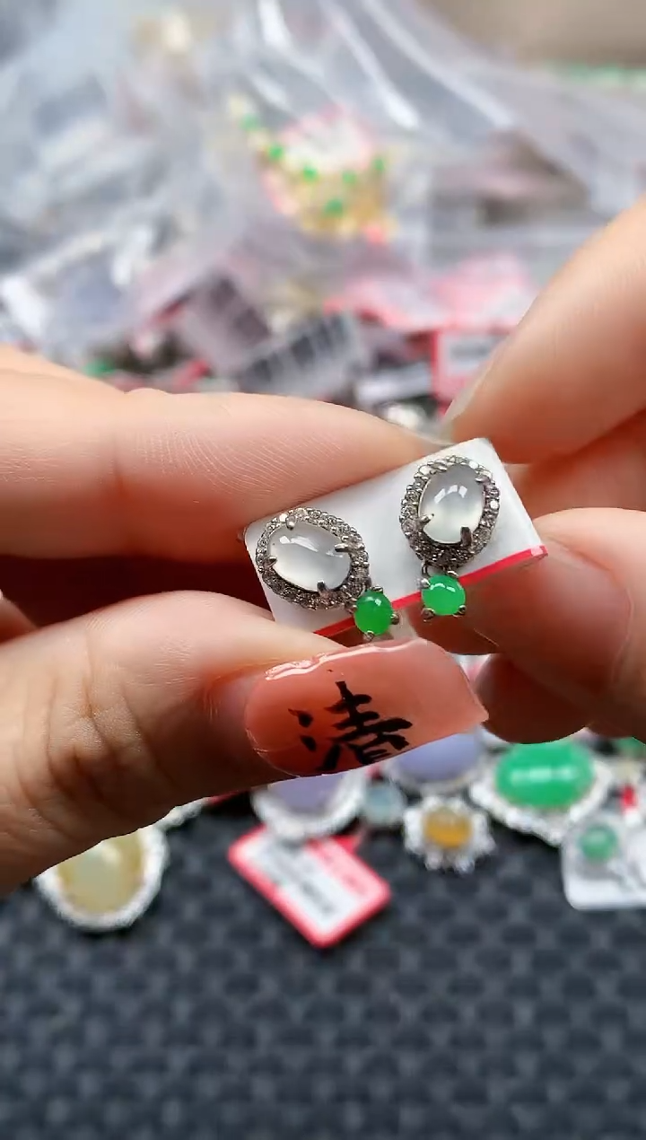 银S925镶嵌戒指翡翠天然A货缅甸翡翠