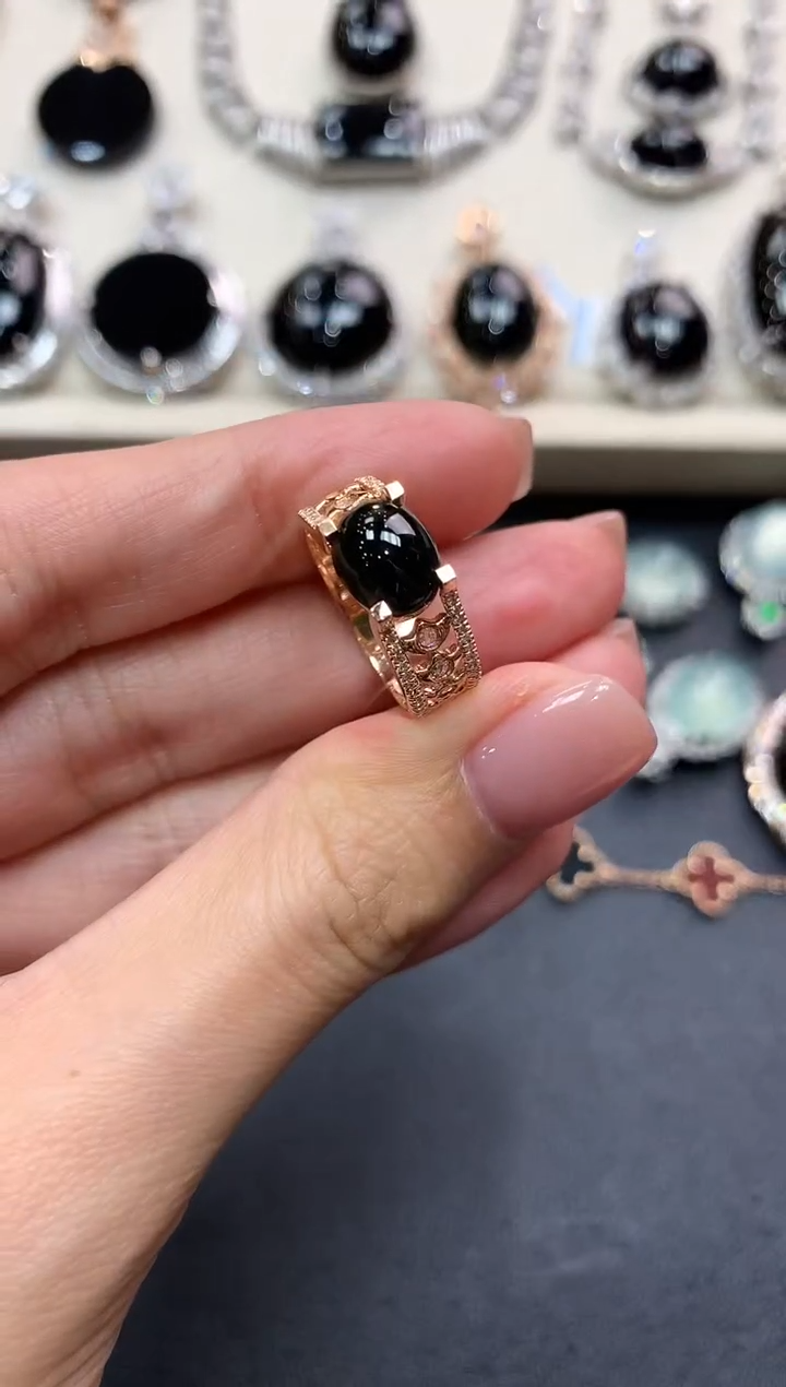 【闪购商品】翡翠戒指18K金镶嵌q13无鉴赏