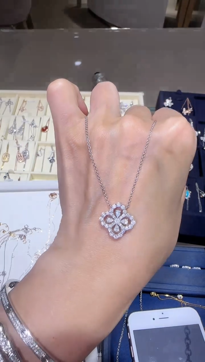 【闪购商品】钻石项链铂Pt950镶嵌四叶草