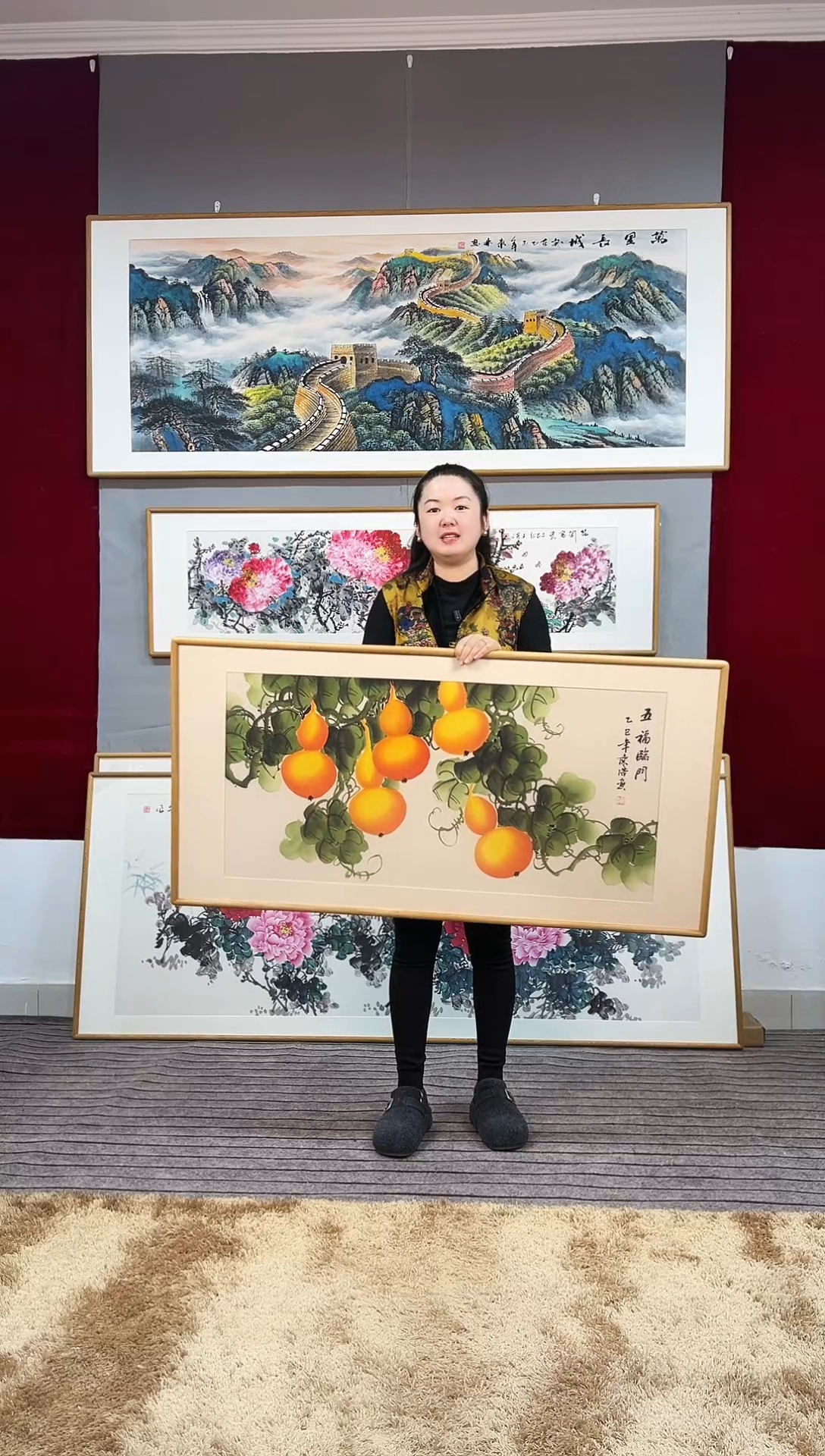 国画手绘葫芦122*62尺寸横幅