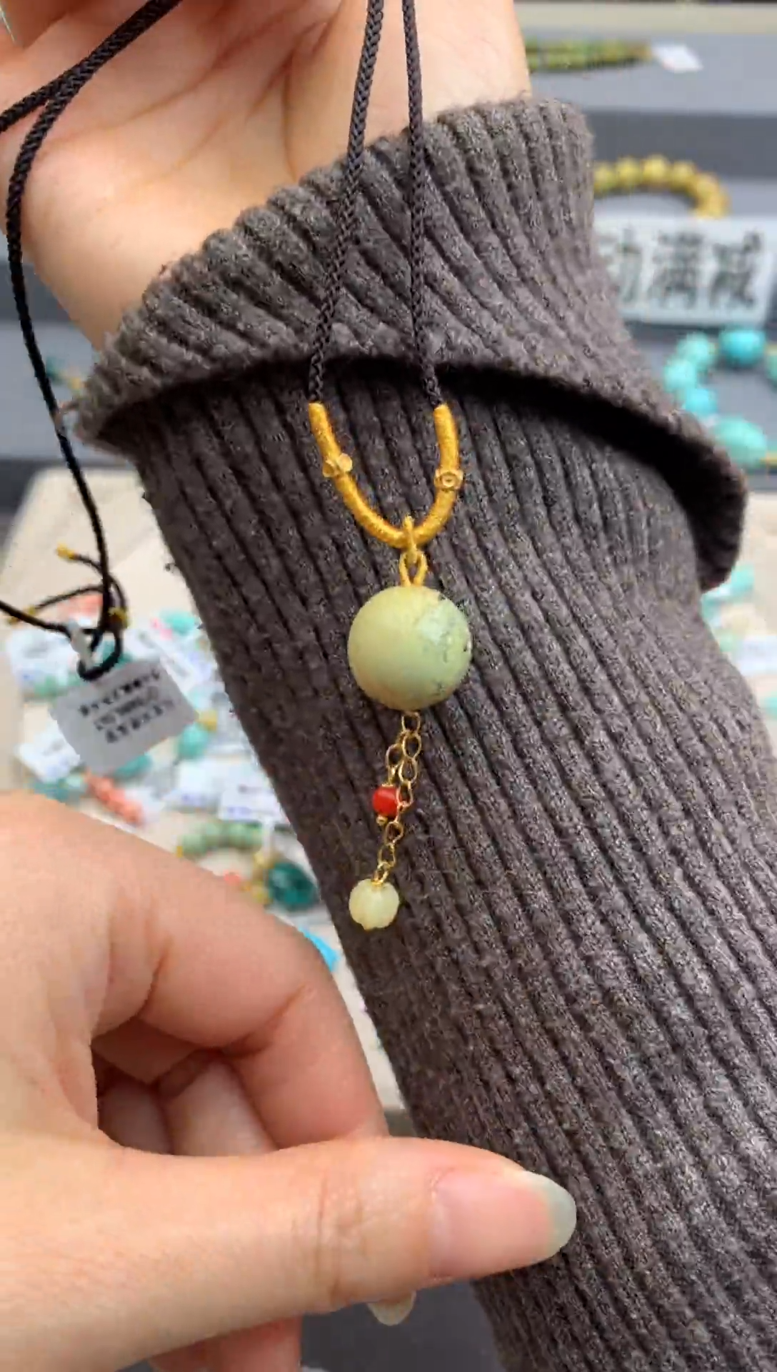 未镶嵌绿松石锁骨链茜.F21