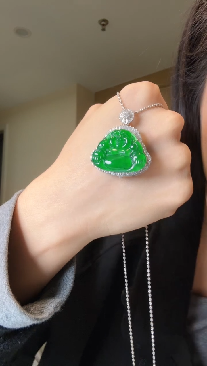 【闪购商品】翡翠吊坠(不含链)银S925镶嵌天然翡翠吊坠