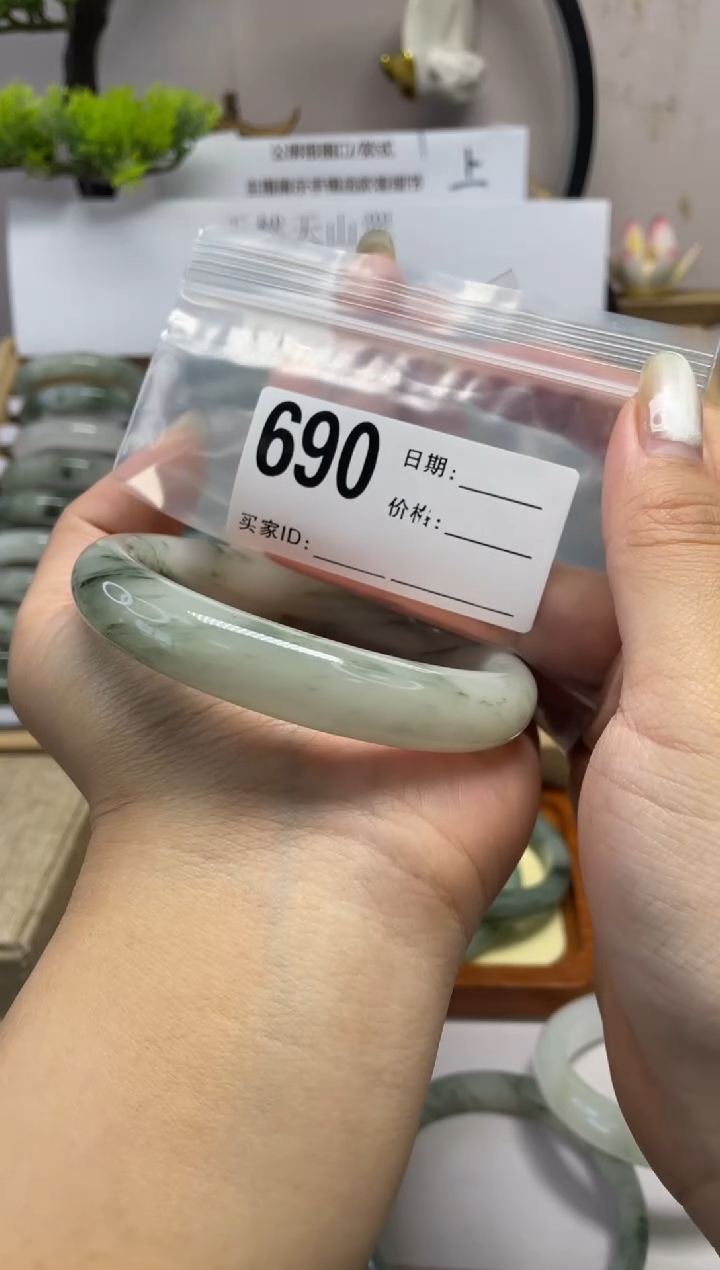 石英质玉（天山翠）手镯未镶嵌690