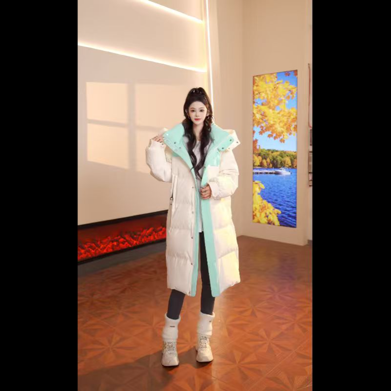 拉夏贝尔时尚运动户外连帽加厚保暖冬季防风宽松羽绒服~