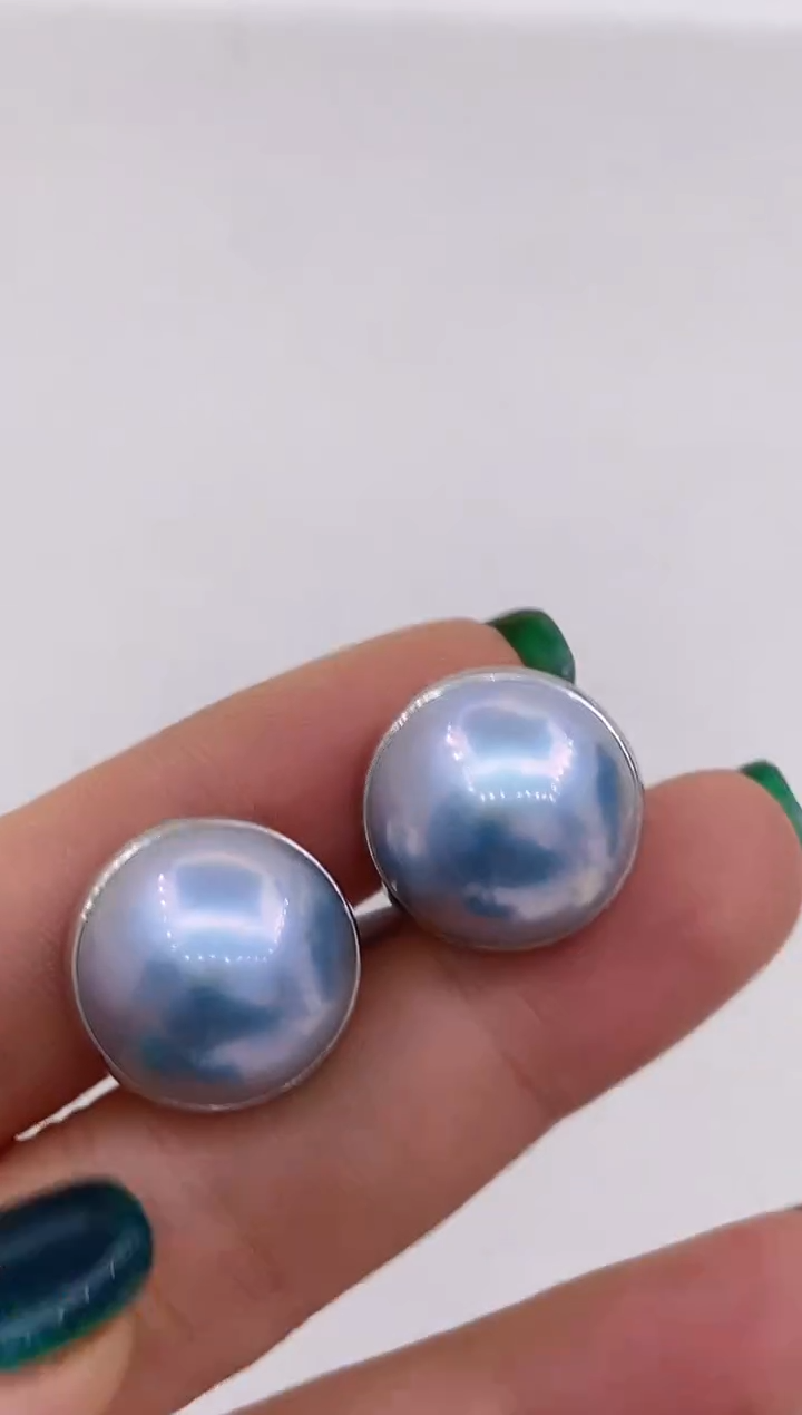 【闪购商品】拼合珍珠（马贝珠）耳饰18K金镶嵌240 16-17mm