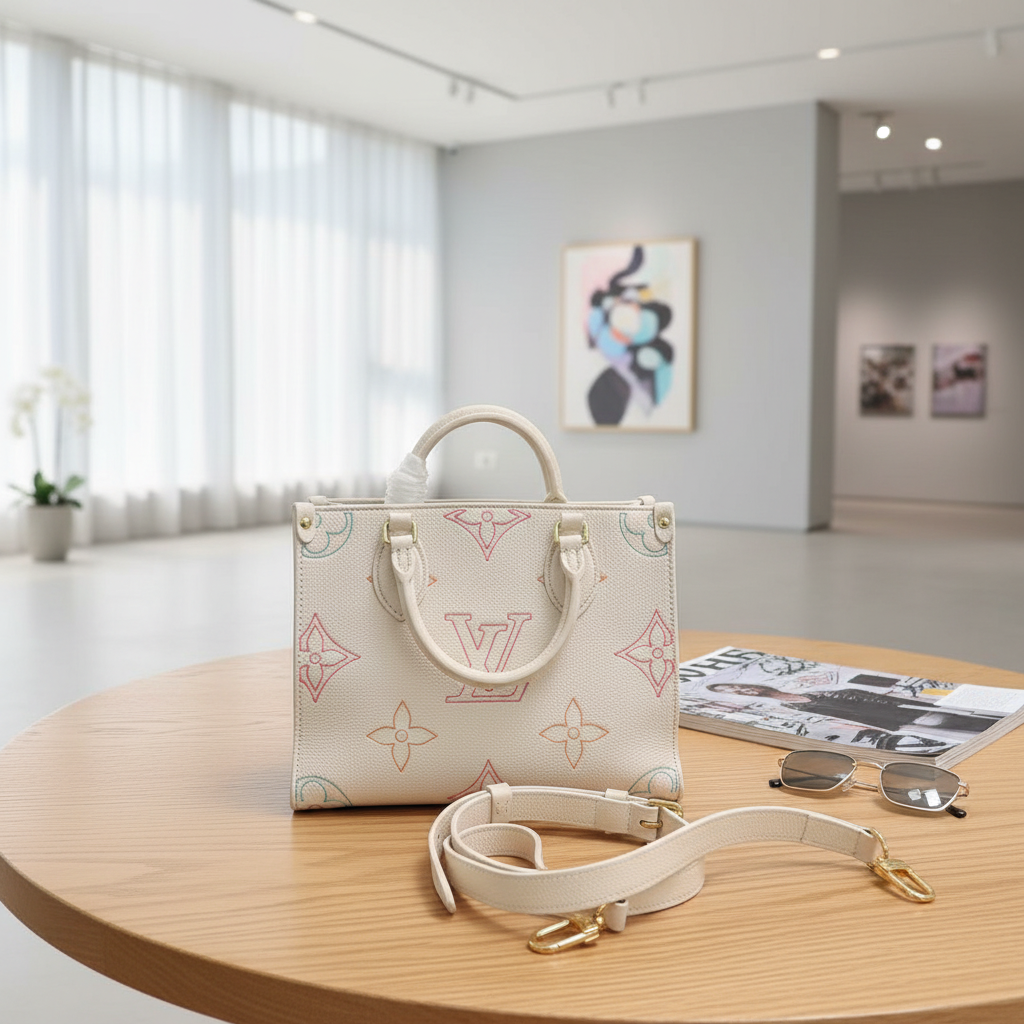95新 LouisVuitton/路易威登  白色onthego芯片款包 1828 3910 