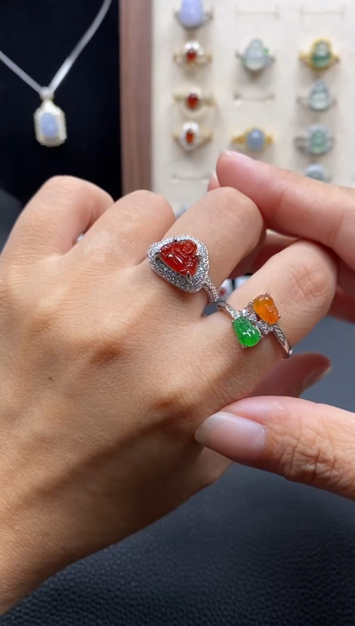 银S925镶嵌戒指翡翠一***芽1111