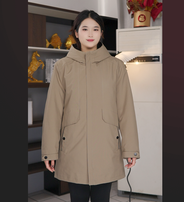 （1）海宁派克服男款秋冬中长款连帽保暖休闲商务冲锋衣三合一