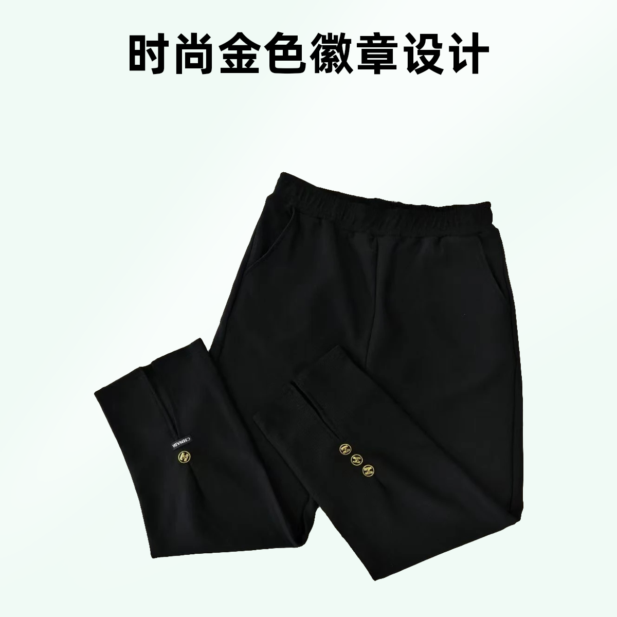 新款后开叉纽扣九分裤法式高腰秋季弹力休闲裤秋冬潮流铅笔裤长裤