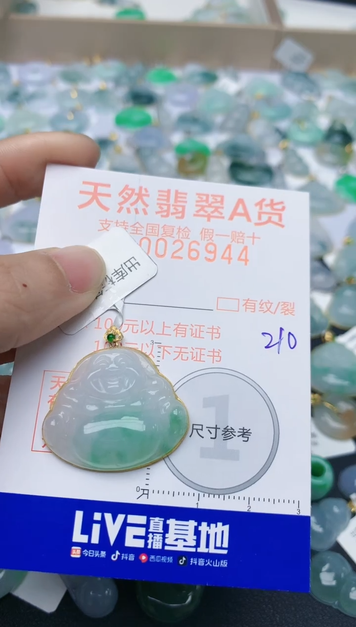 【闪购商品】翡翠颈饰18K金镶嵌天然翡翠A货    210