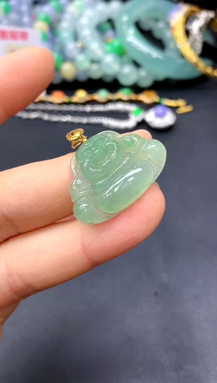 颈饰18K金镶嵌翡翠202-中国好珍宝