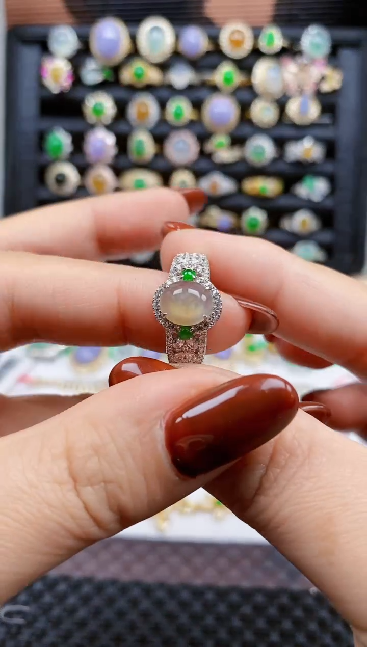 银S925镶嵌戒指翡翠254