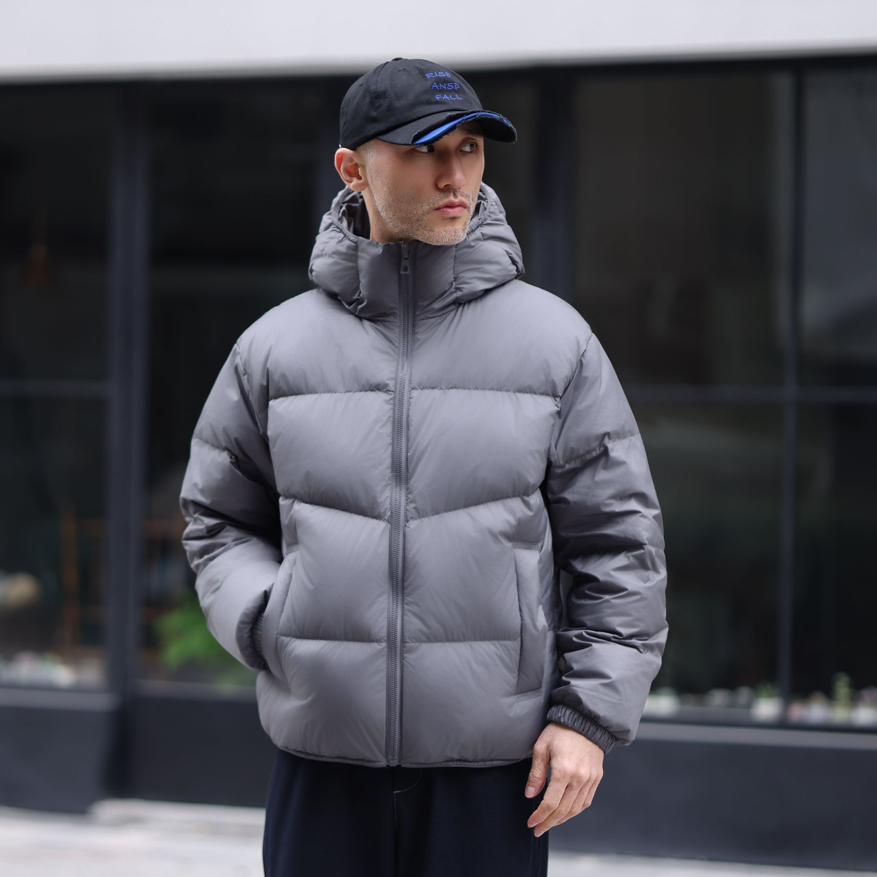 O.L.I.【泡芙90白鸭绒面包服】纯色连帽男士冬季保暖户外防风羽绒服