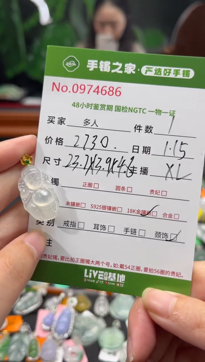 【闪购商品】翡翠颈饰18K金镶嵌多人