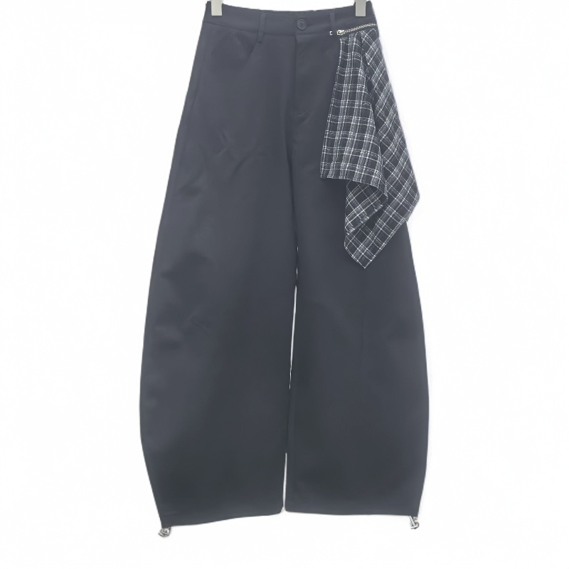 【晚秋格调】秋冬新款格子拼接加绒弯刀工装裤女休闲时尚3351-3