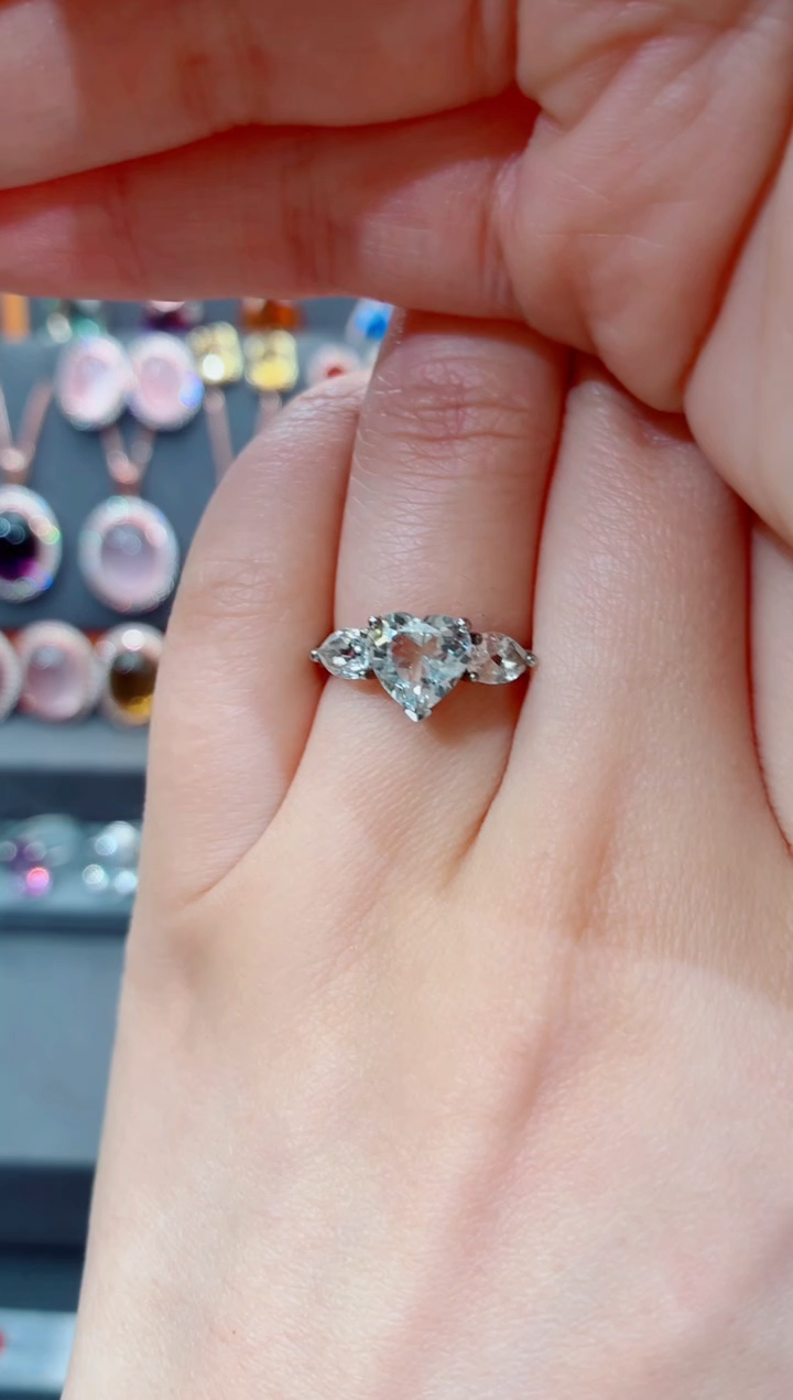 银S925镶嵌戒指水晶水晶戒指 14#