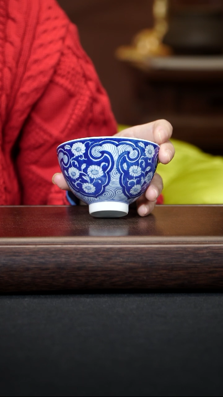 茶壶紫砂福利款缠枝菊青花杯120毫升