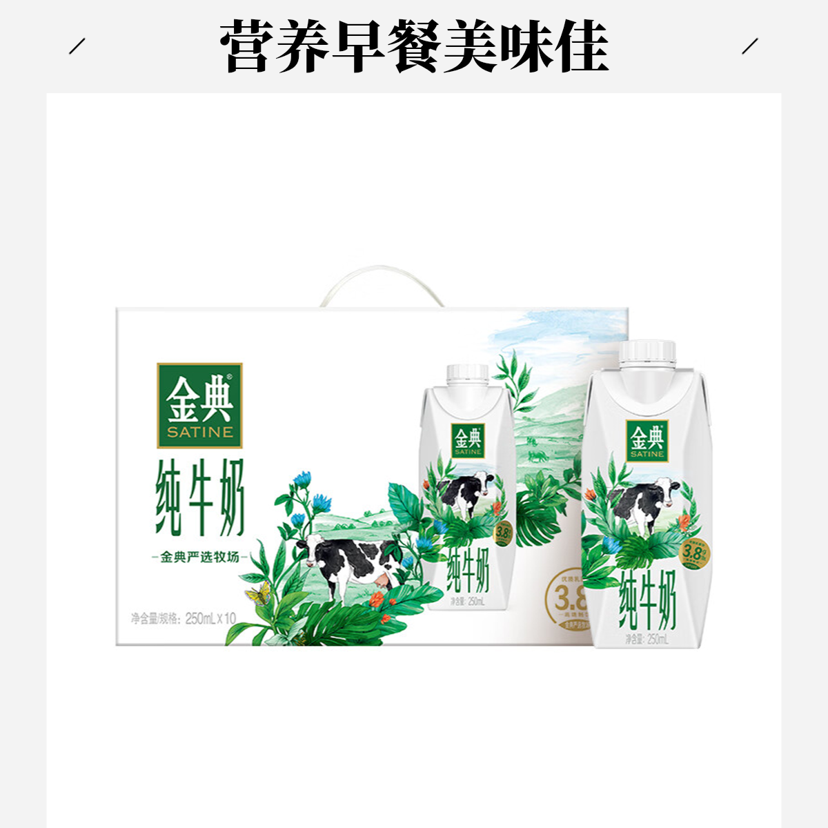 【新鲜】8月产金典纯牛奶梦幻盖250ml*10瓶整箱儿童学生营养早餐