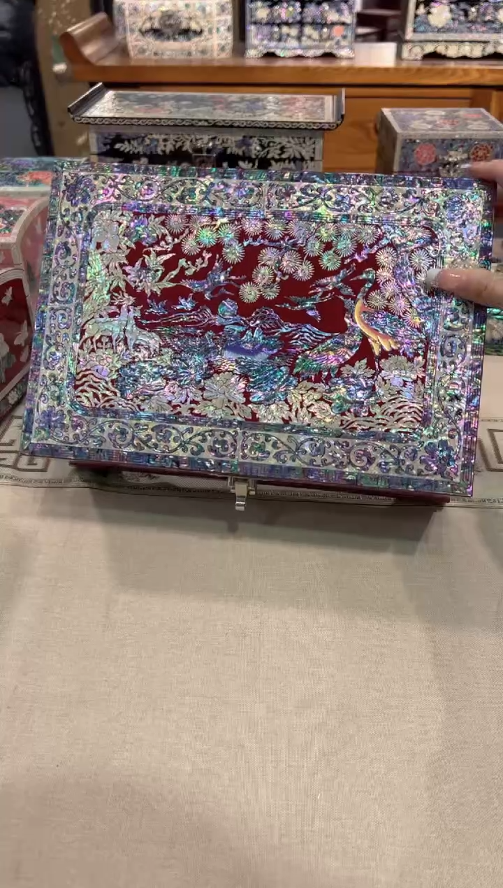 【闪购商品】大号仙鹤满贝.弘贝雅螺钿漆器文化馆