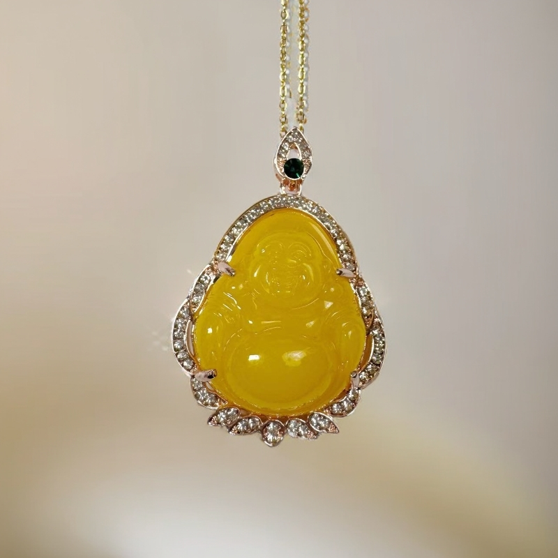 Z. 精美雕刻黄色大肚佛公   A30-MJY-2A