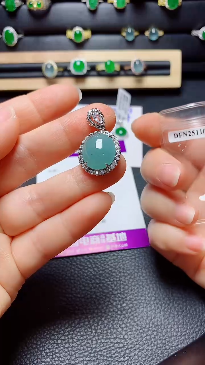 银S925镶嵌戒指翡翠天然翡翠A货s925银镶