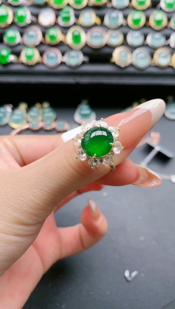 【闪购商品】翡翠戒指银S925镶嵌111111
