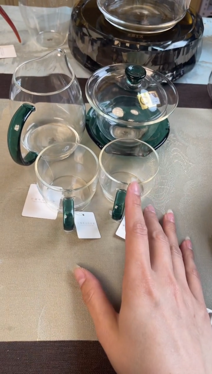 【闪购商品】禅语盖碗+澄然茶海+清尚杯2个 墨绿金标