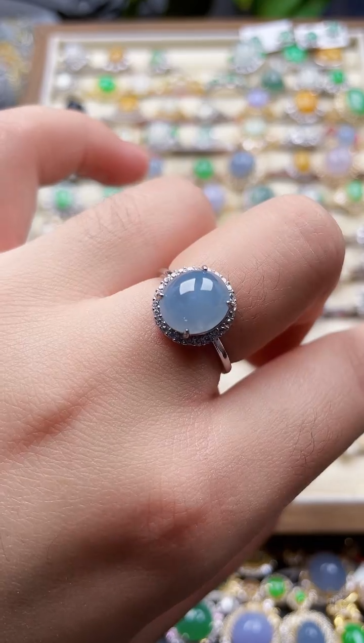 银S925镶嵌戒指翡翠154