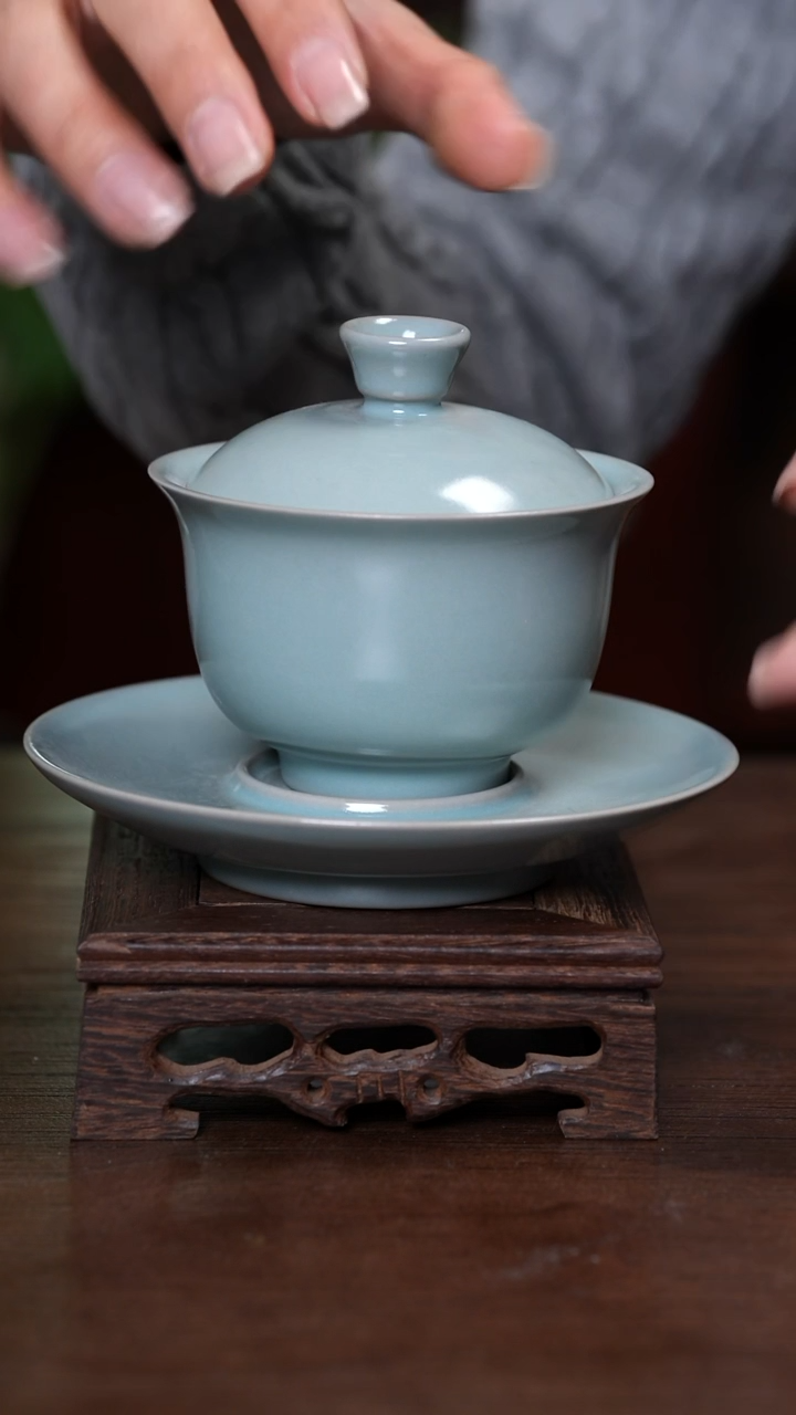 【闪购商品】宝丰清凉寺原产地汝瓷三才元宝盖碗