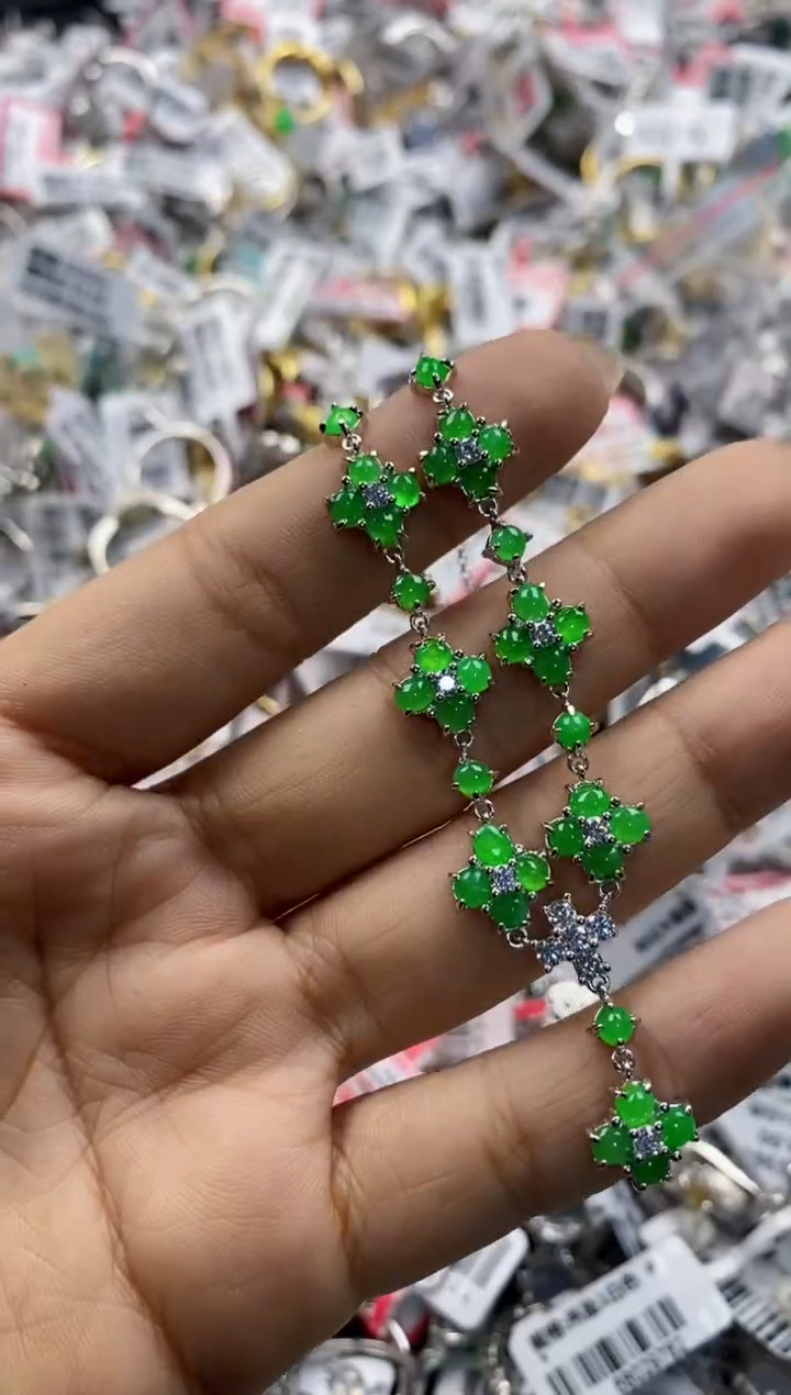 银S925镶嵌戒指翡翠6666----6