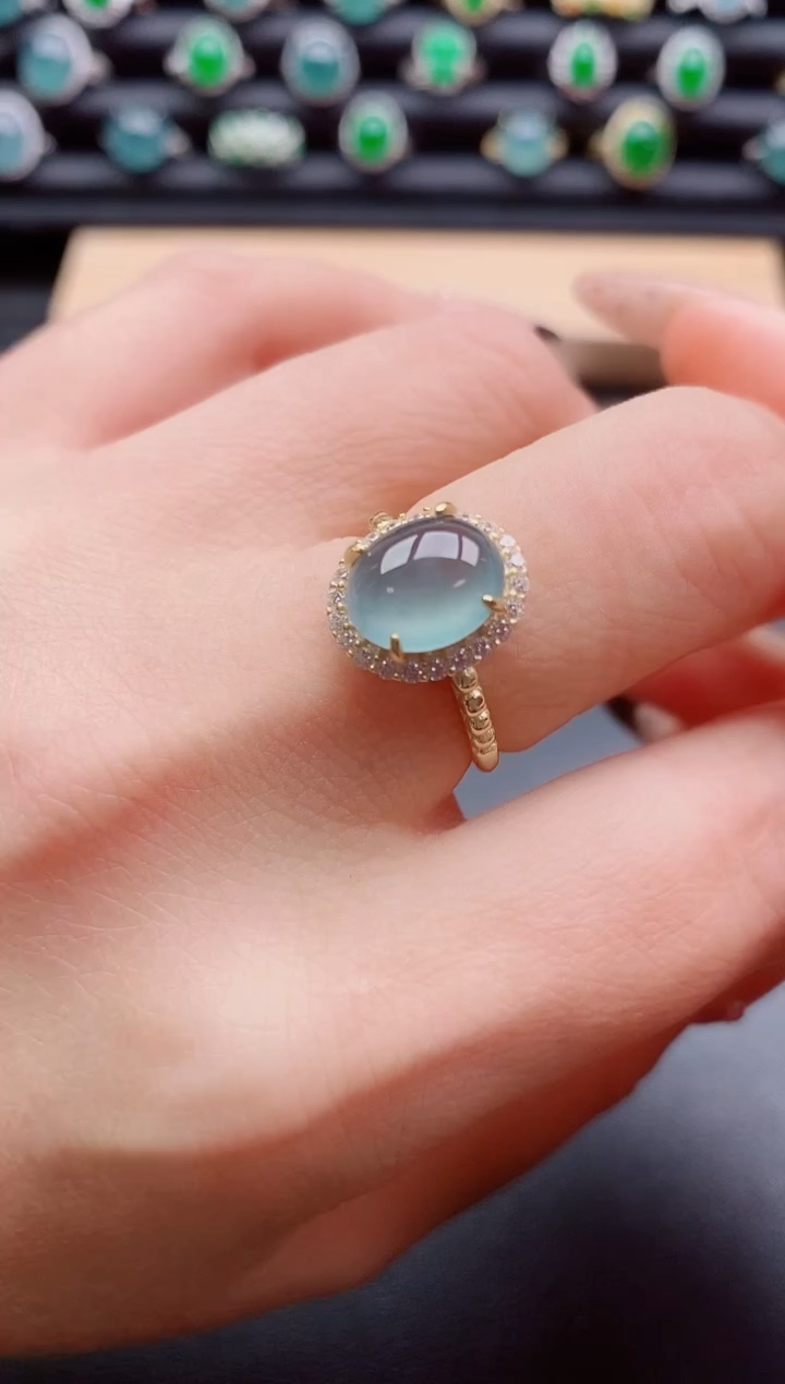 银S925镶嵌戒指翡翠1