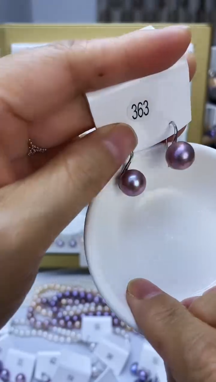 银S925镶嵌耳饰淡水珍珠363