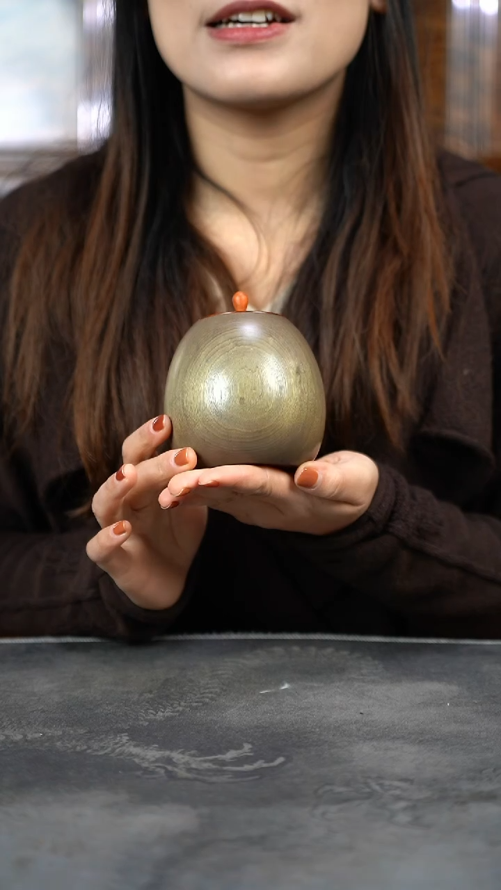 【闪购商品】金丝楠木雕9.5/8原木精工茶仓醒茶罐657