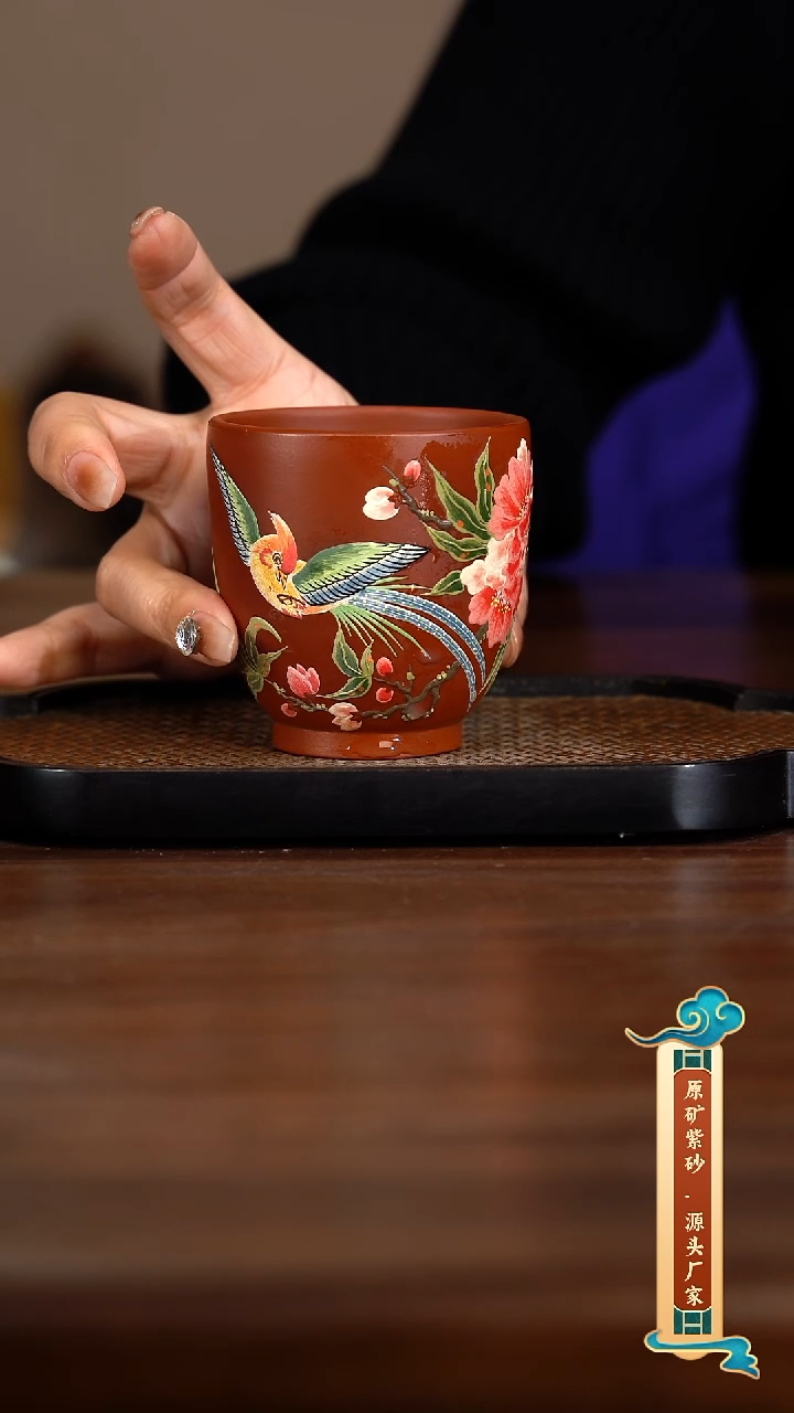 【闪购商品】 新款做闪购链接紫砂杯 碧桃小鸟