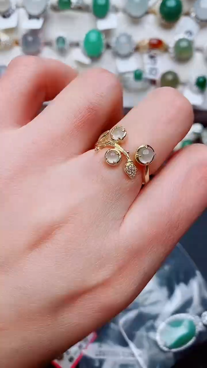 银S925镶嵌戒指翡翠...