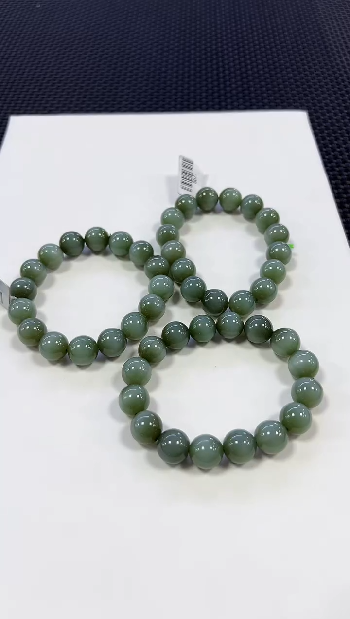 【闪购商品】和田玉手串未镶嵌碧玉猫眼约12mm(多样性发一件）