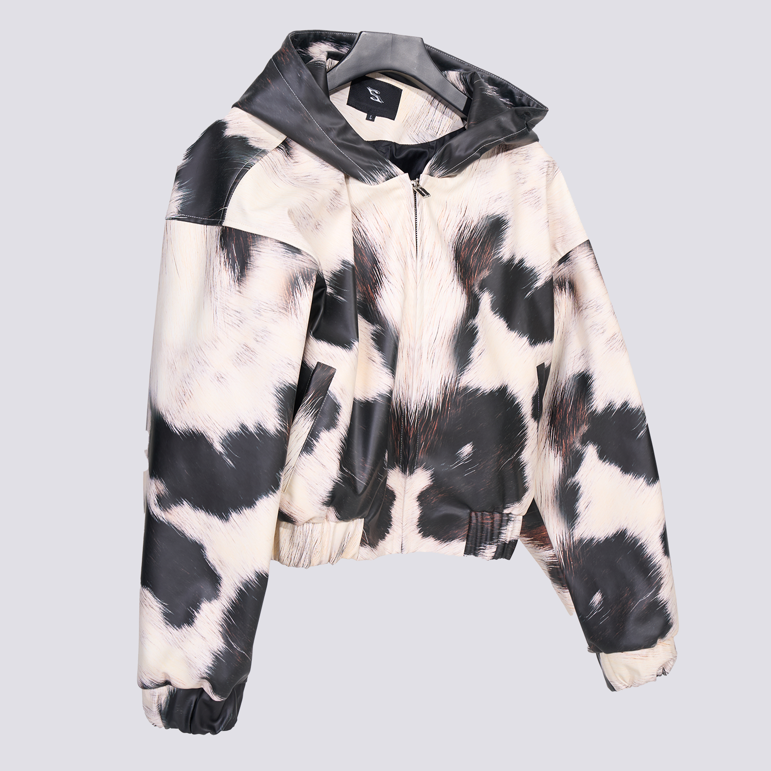 【设计师手作孤品】奶牛纹皮卫衣男