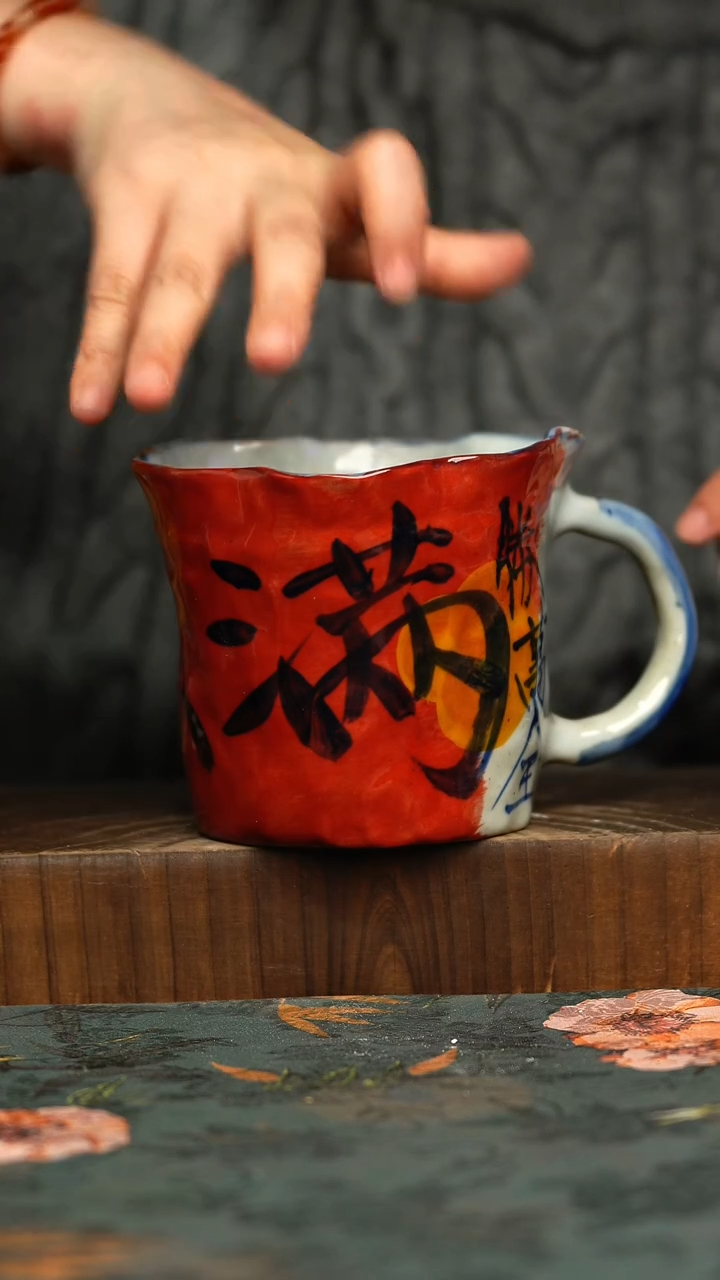 杯釉下彩手工手绘同款陶器