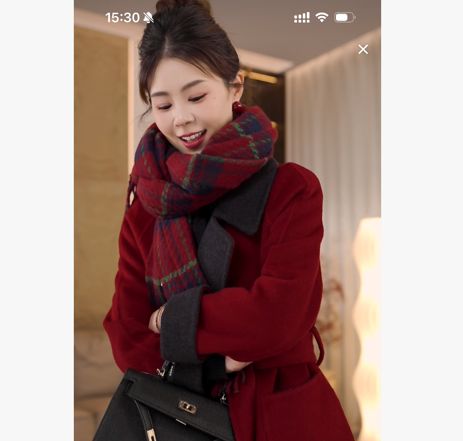 刘婷穿搭 时尚百搭格子围巾