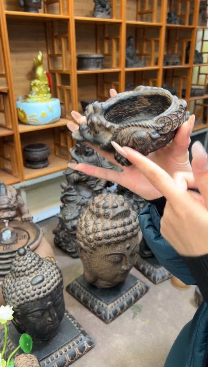 陶土【合成青石】金蟾盆