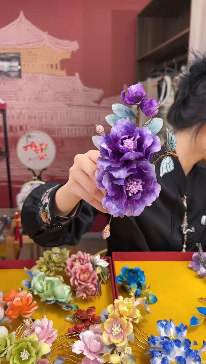 【闪购商品】刺绣非遗绒花（发饰）