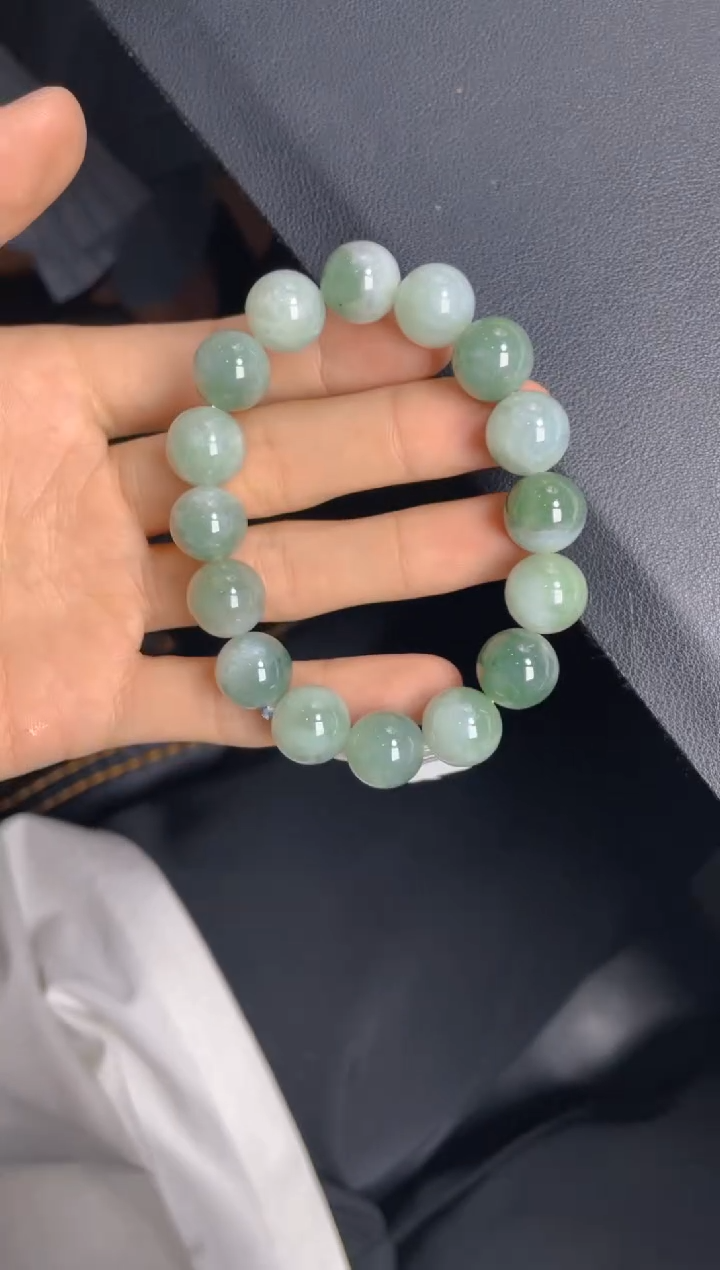 定制翡翠未镶嵌珠串 卡13+