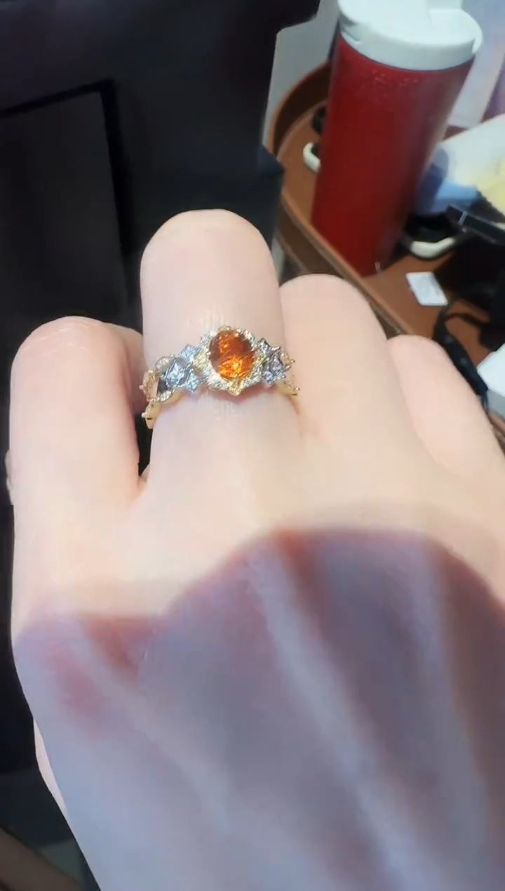 【闪购商品】石榴石（芬达石）戒指18K金镶嵌精选H 芬达戒指 1.097