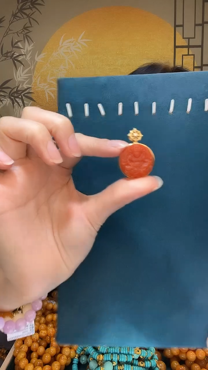 南红玛瑙银S925镶嵌颈饰A1010吊坠