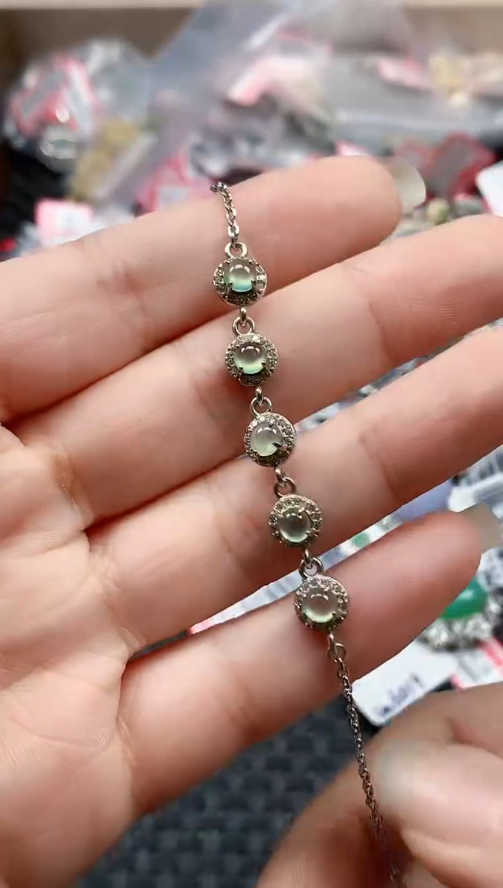 银S925镶嵌戒指翡翠天然A货缅甸翡翠